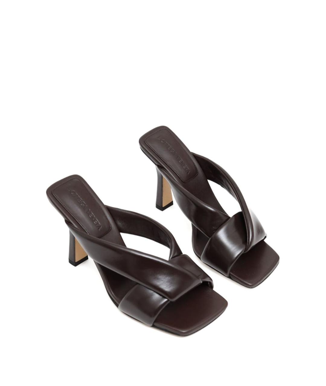 BOTTEGA VENETA Коричневые кожаные мюли, фото 3