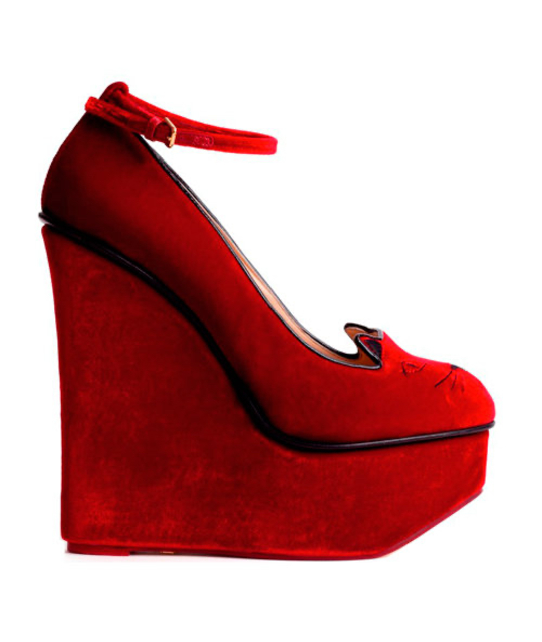 CHARLOTTE OLYMPIA Красные бархатные туфли, фото 1