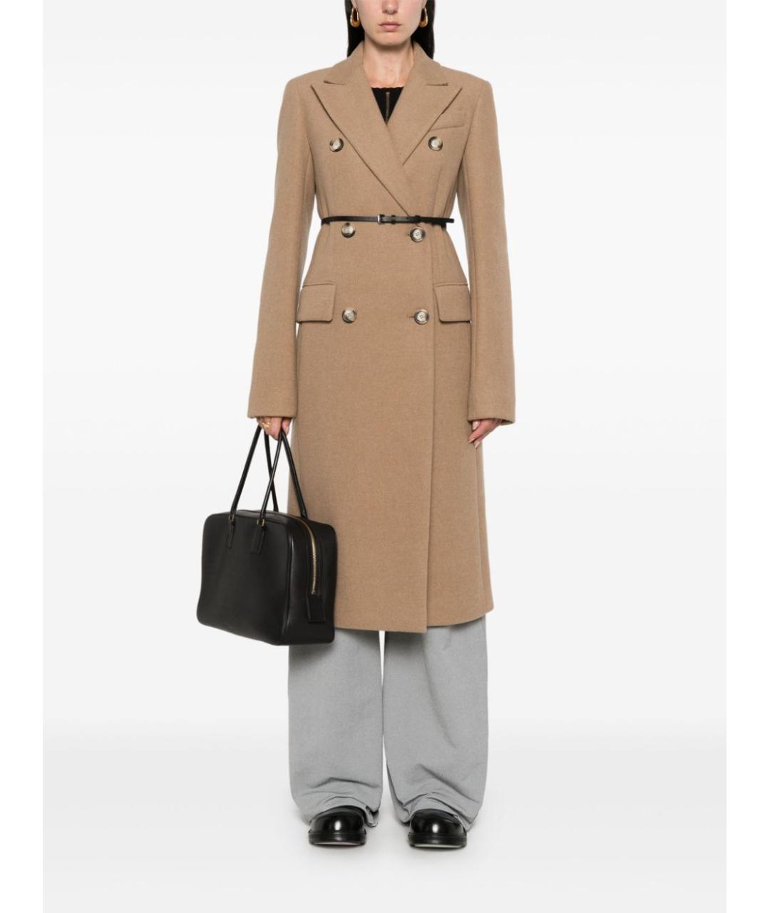 SPORTMAX Бежевое шерстяное пальто, фото 4