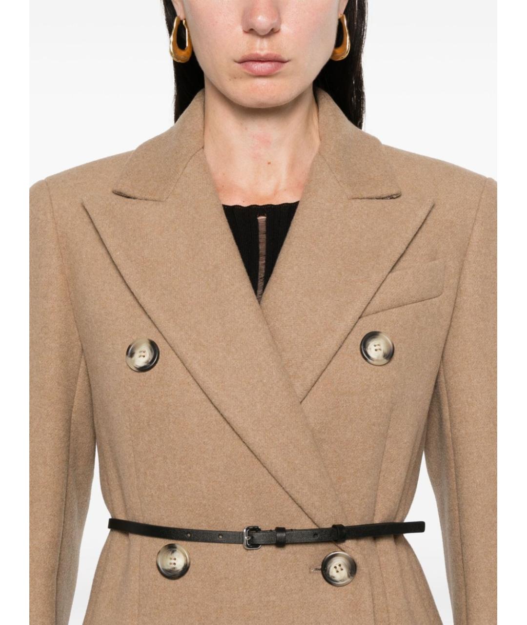 SPORTMAX Бежевое шерстяное пальто, фото 2