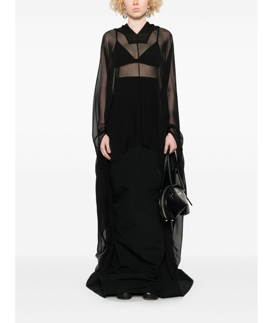 RICK OWENS Черная полиэстеровая юбка макси, фото 3