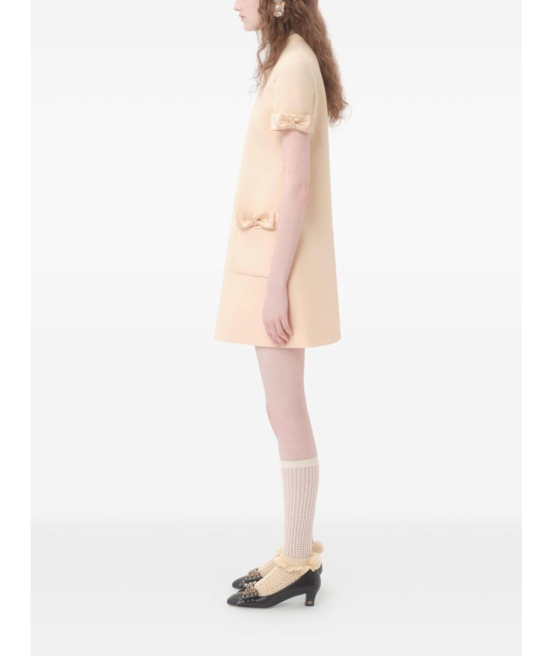 VALENTINO Бежевое шерстяное повседневное платье, фото 3