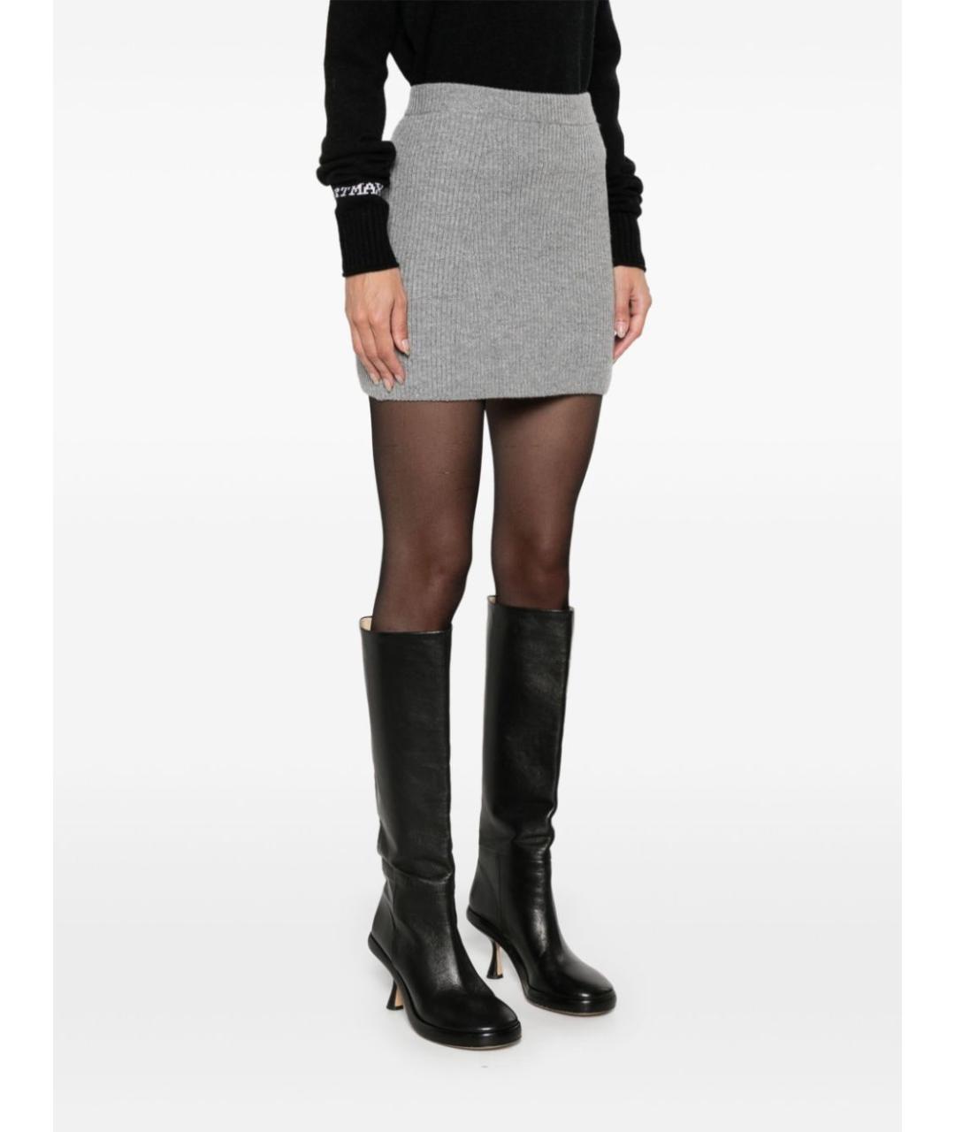 SPORTMAX Серая кашемировая юбка мини, фото 5