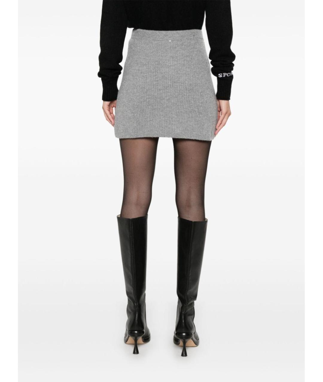 SPORTMAX Серая кашемировая юбка мини, фото 2