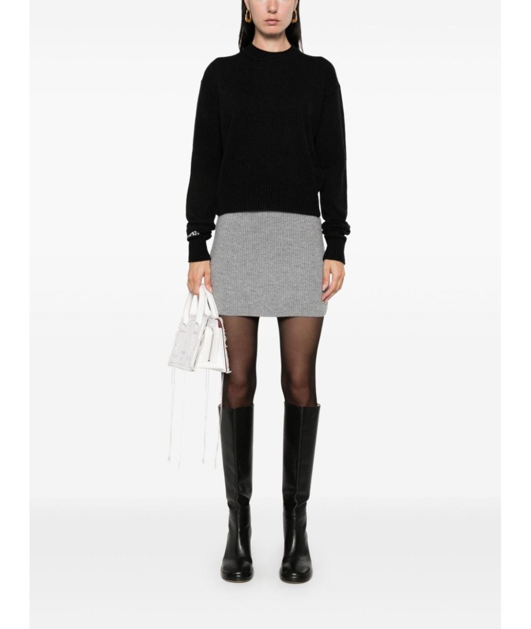 SPORTMAX Серая кашемировая юбка мини, фото 3