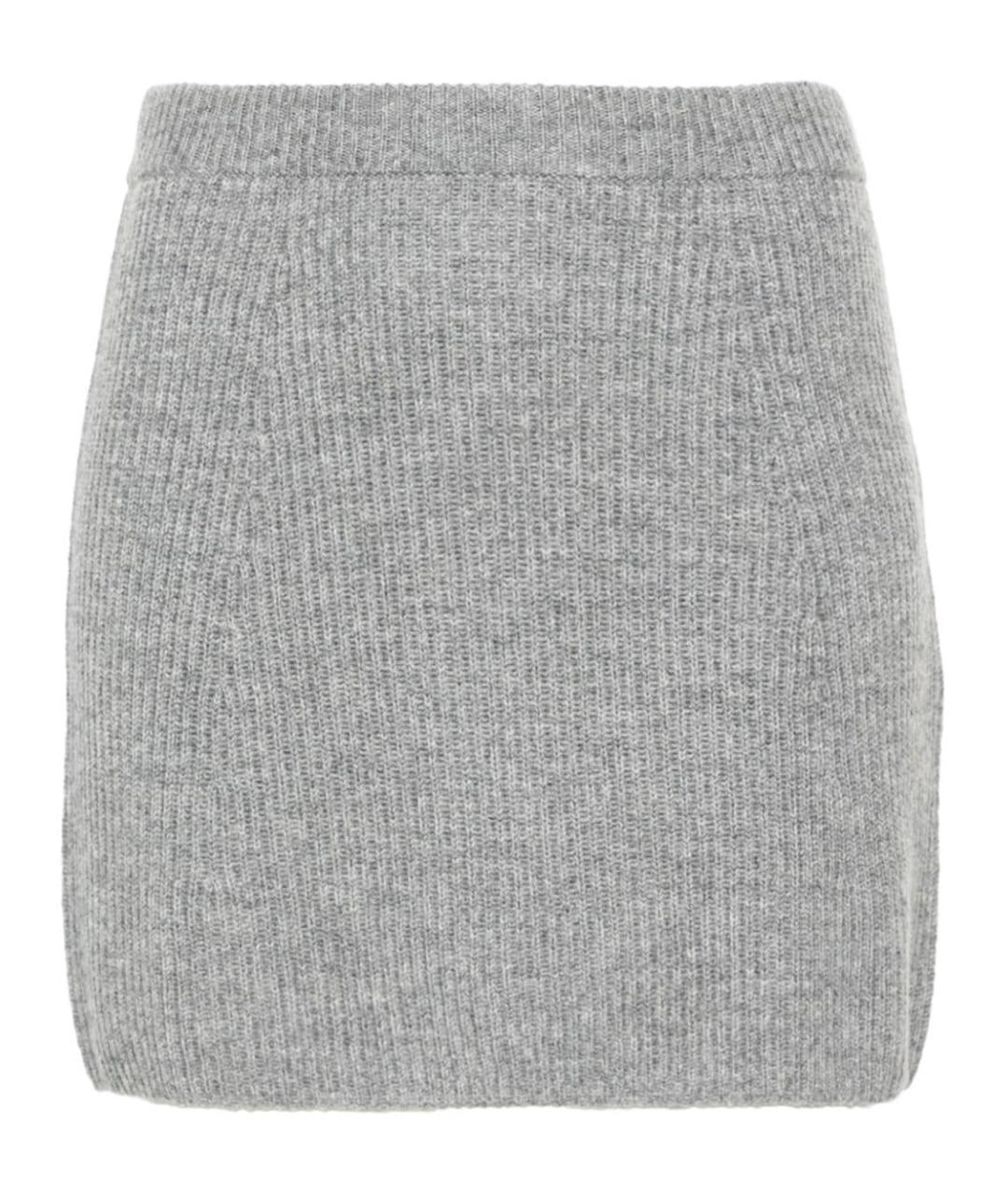 SPORTMAX Серая кашемировая юбка мини, фото 1