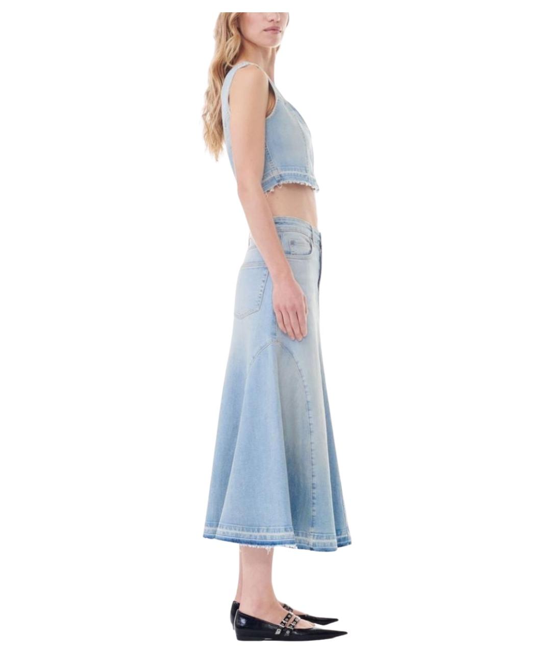 GANNI Голубая хлопковая юбка миди, фото 3