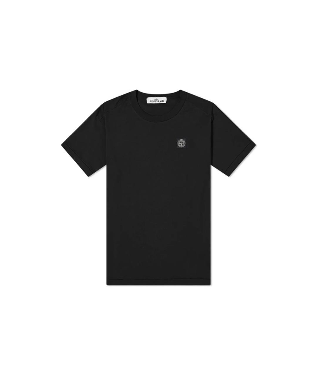 STONE ISLAND Черная хлопковая футболка, фото 1