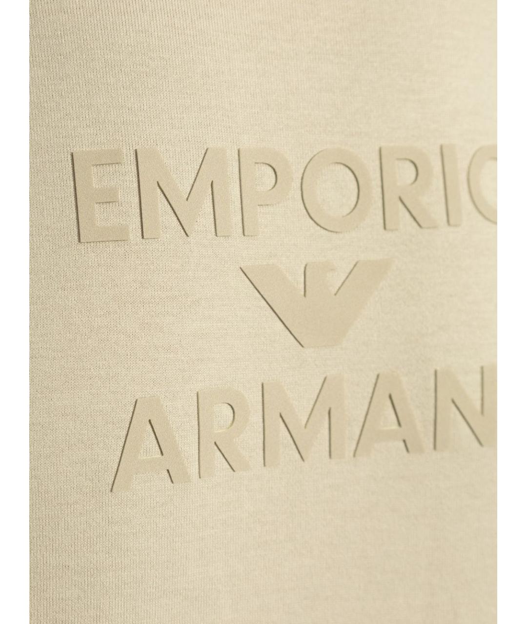 EMPORIO ARMANI Бежевая хлопковая футболка, фото 5