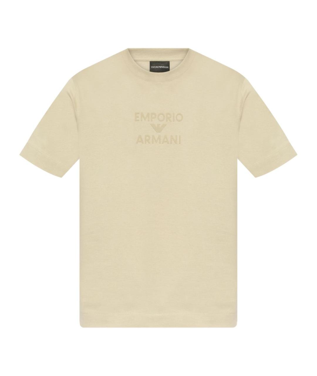 EMPORIO ARMANI Бежевая хлопковая футболка, фото 1