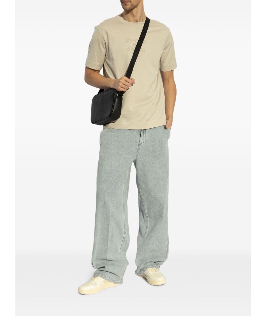 EMPORIO ARMANI Бежевая хлопковая футболка, фото 3