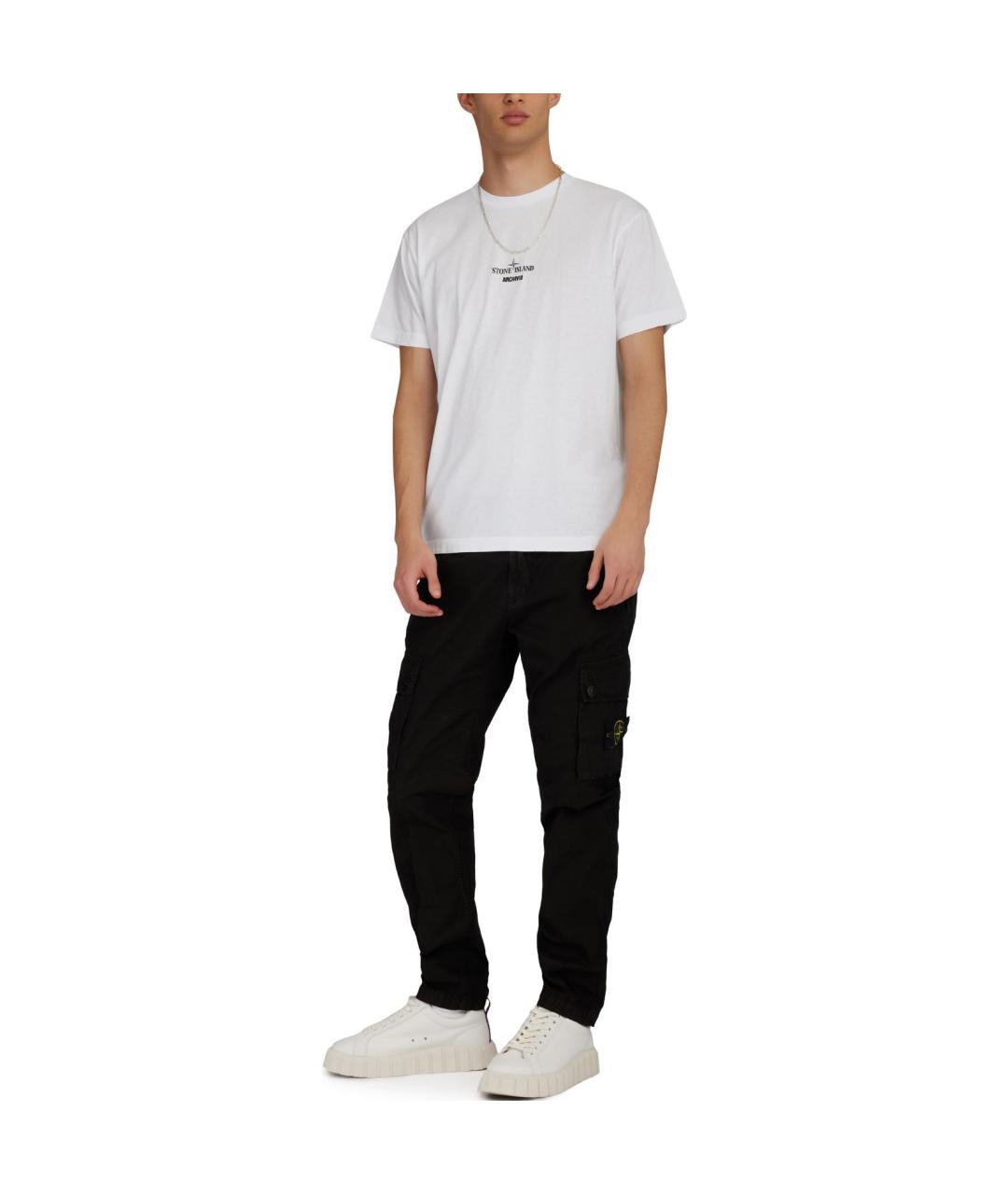 STONE ISLAND Белая хлопковая футболка, фото 3