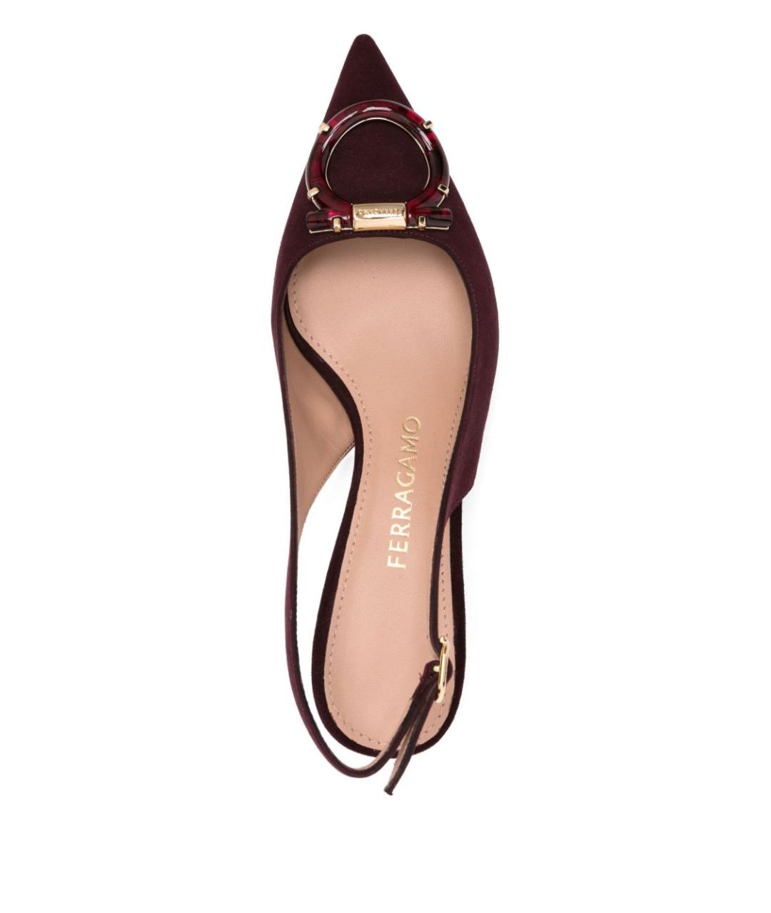FERRAGAMO Бордовые замшевые туфли, фото 3