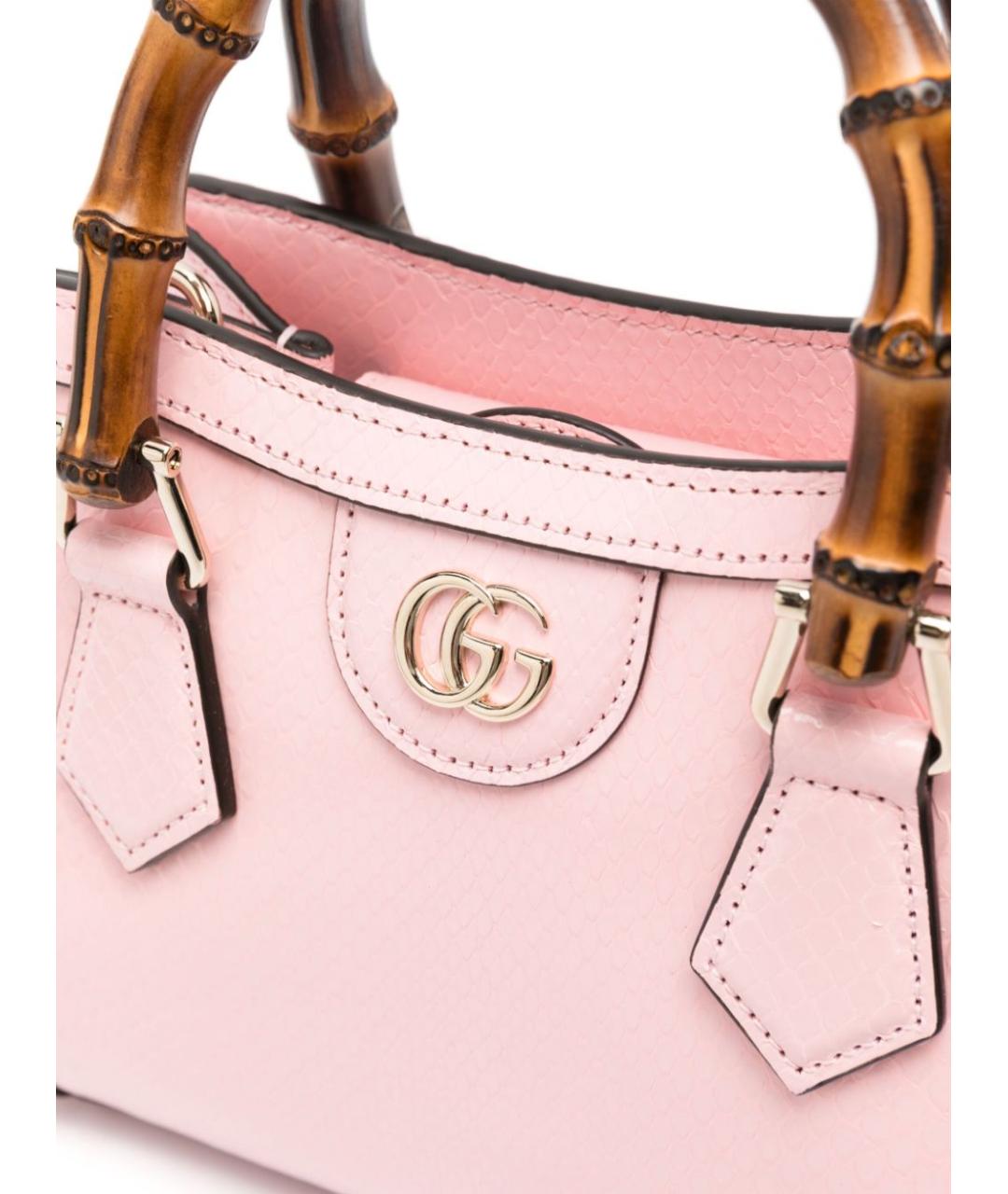 GUCCI Розовая кожаная сумка тоут, фото 3