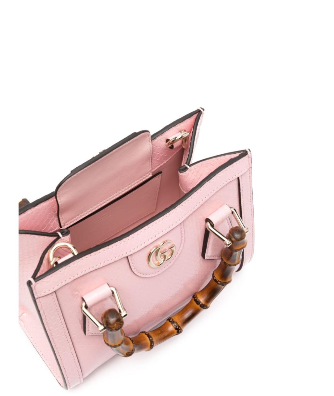 GUCCI Розовая кожаная сумка тоут, фото 2