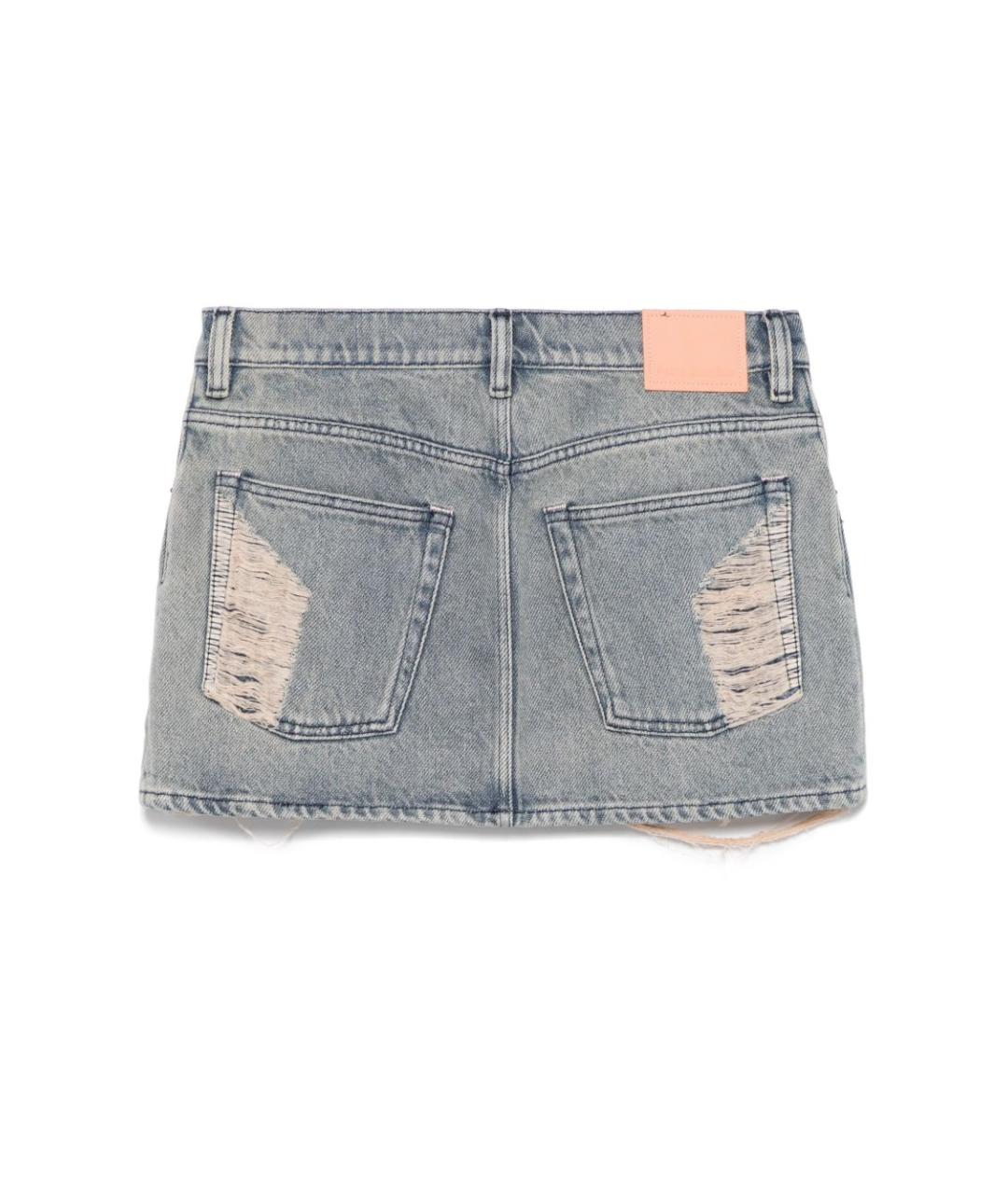 ACNE STUDIOS Голубая хлопковая юбка мини, фото 2