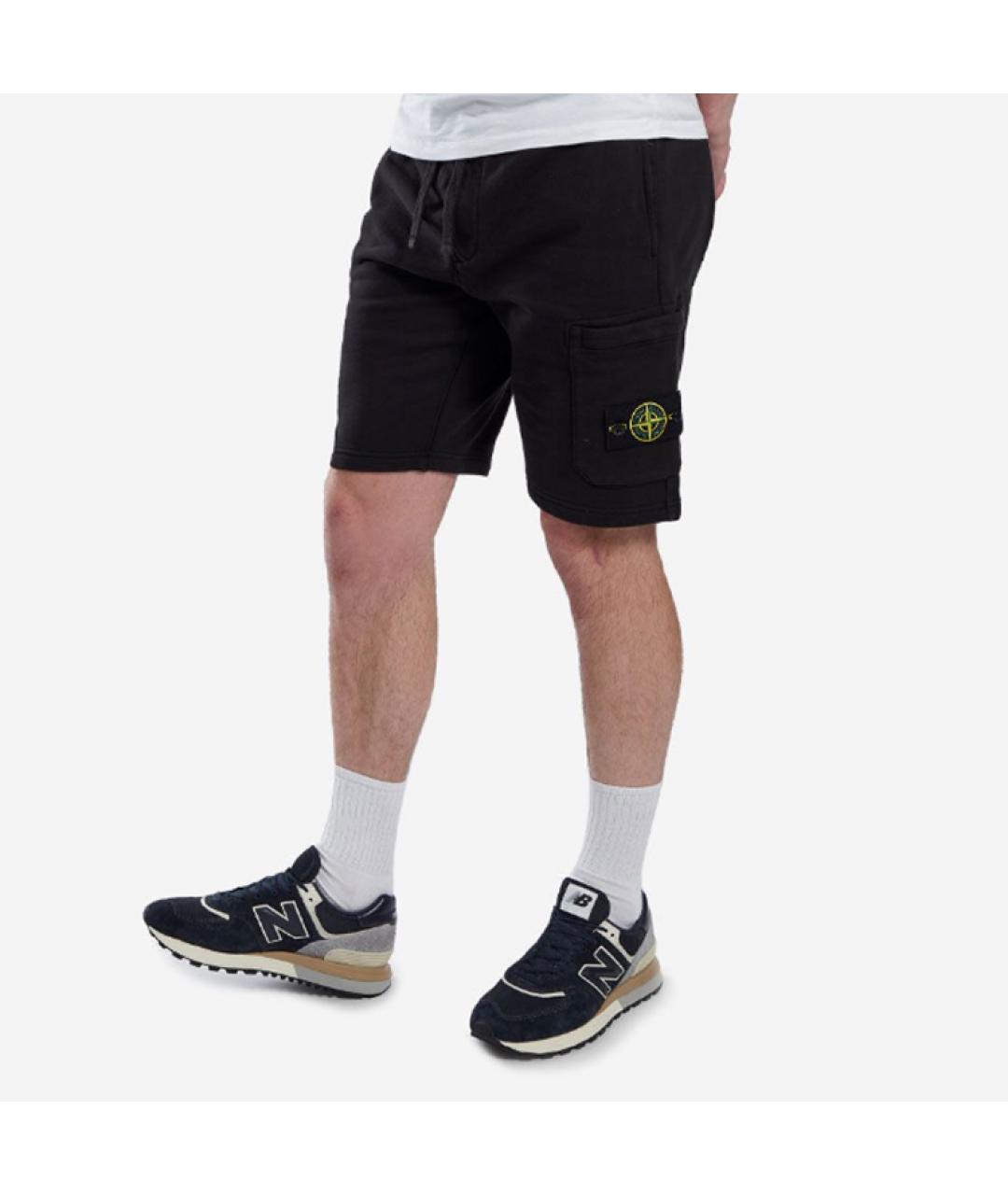 STONE ISLAND Черные хлопковые шорты, фото 6