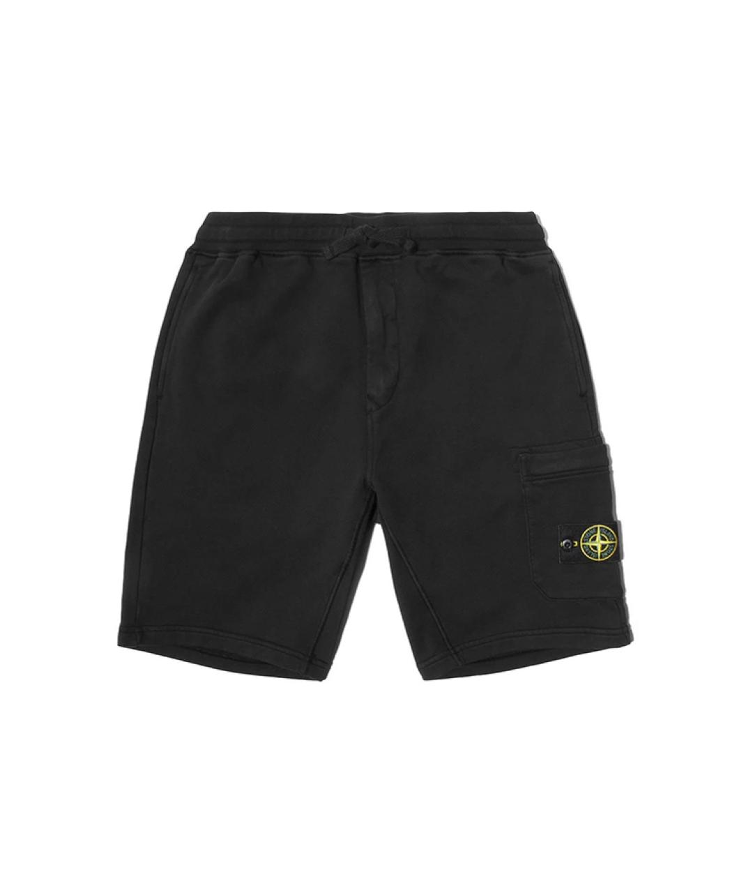 STONE ISLAND Черные хлопковые шорты, фото 1