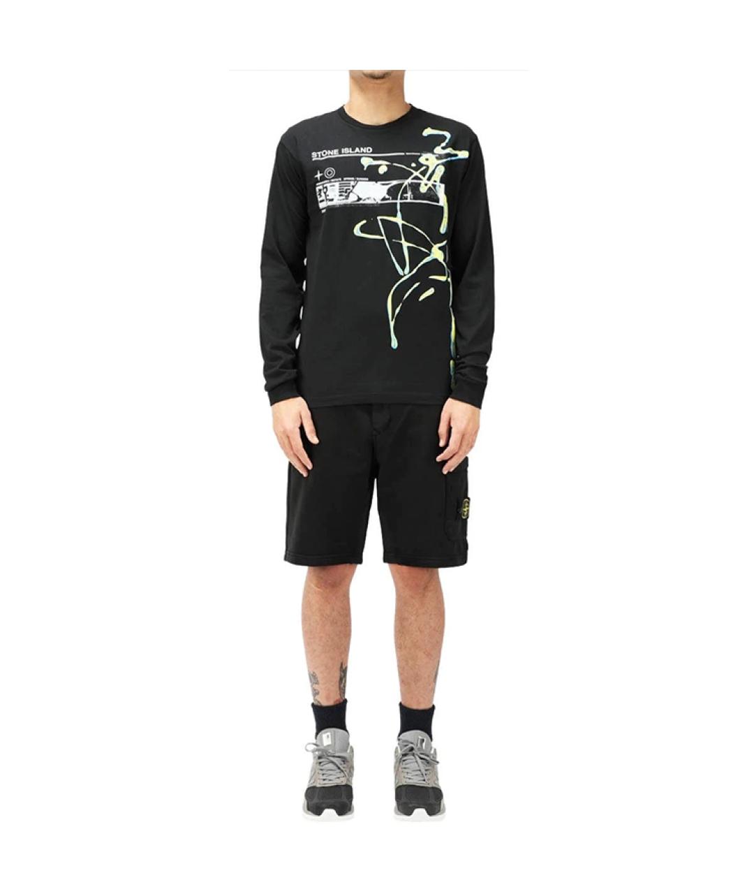 STONE ISLAND Черные хлопковые шорты, фото 5