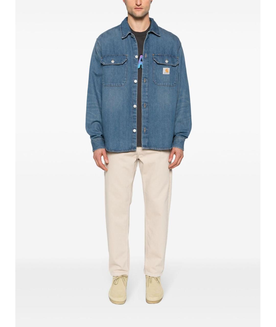 CARHARTT WIP Синяя хлопковая кэжуал рубашка, фото 4