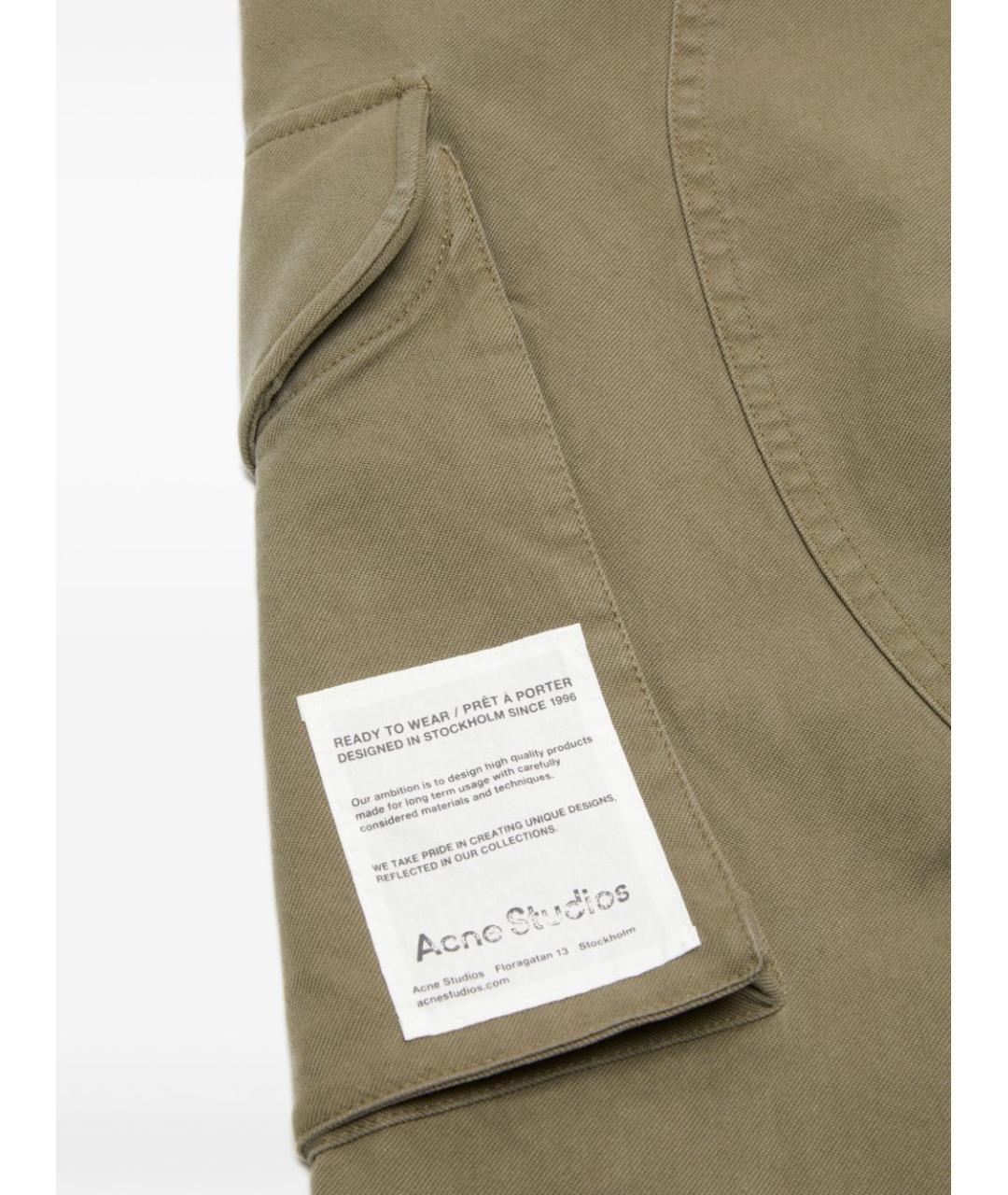 ACNE STUDIOS Зеленые хлопковые повседневные брюки, фото 6