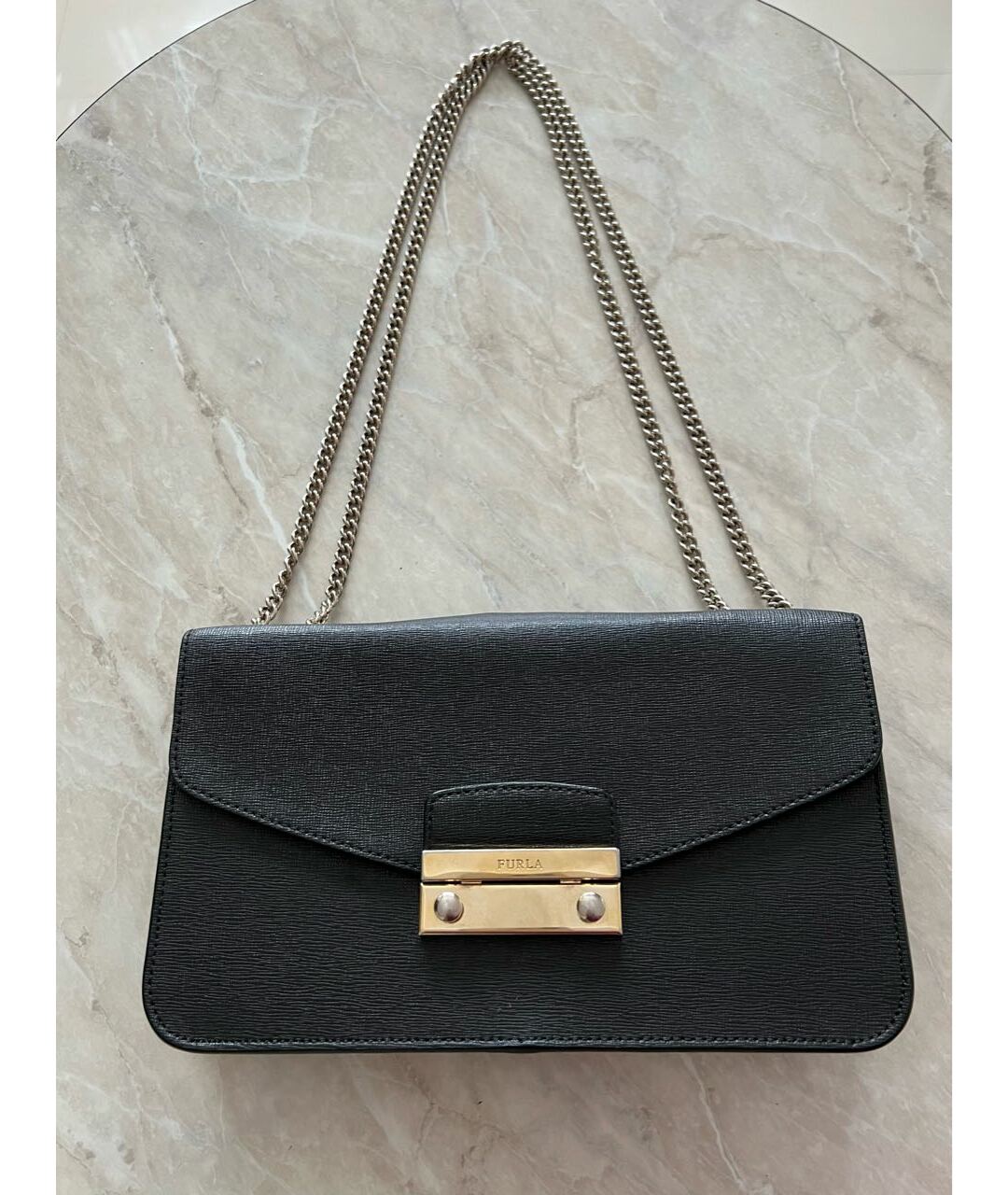 FURLA Черная кожаная сумка тоут, фото 6