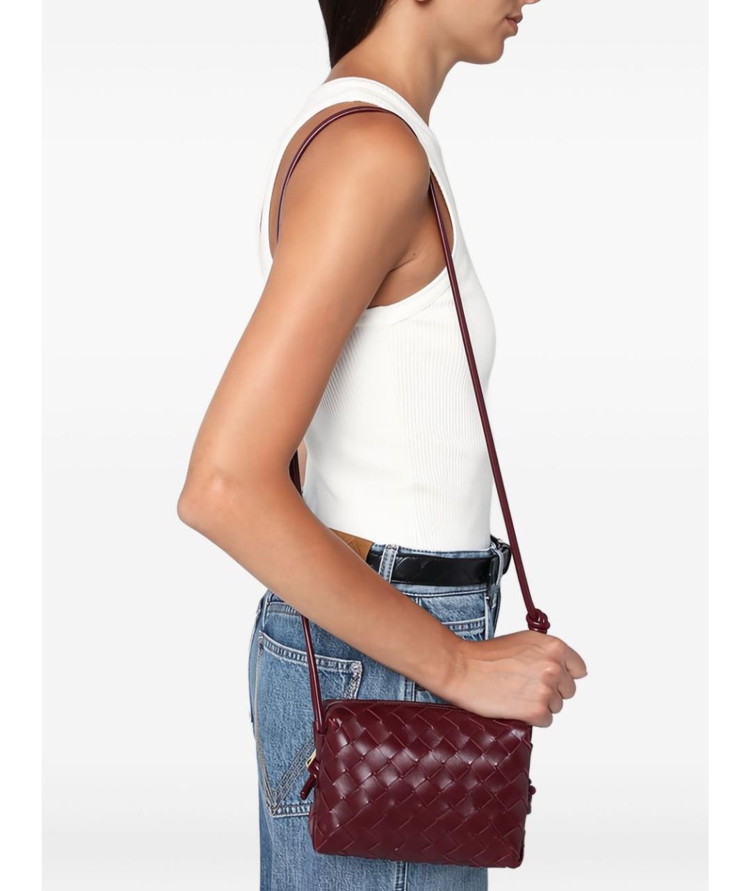 BOTTEGA VENETA Бордовая кожаная сумка через плечо, фото 3