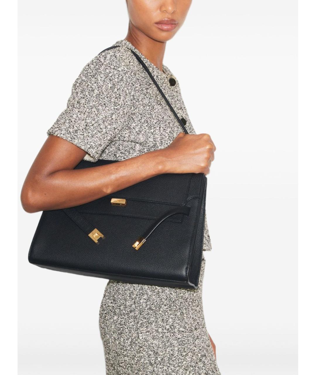 TORY BURCH Черная кожаная сумка тоут, фото 4