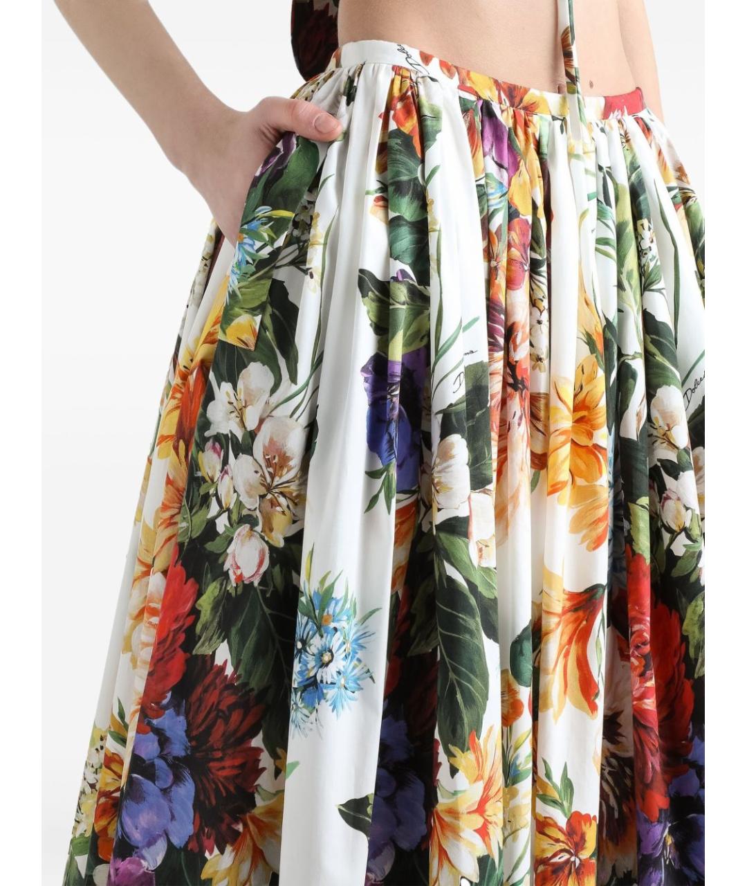 DOLCE&GABBANA Белая хлопковая юбка миди, фото 4