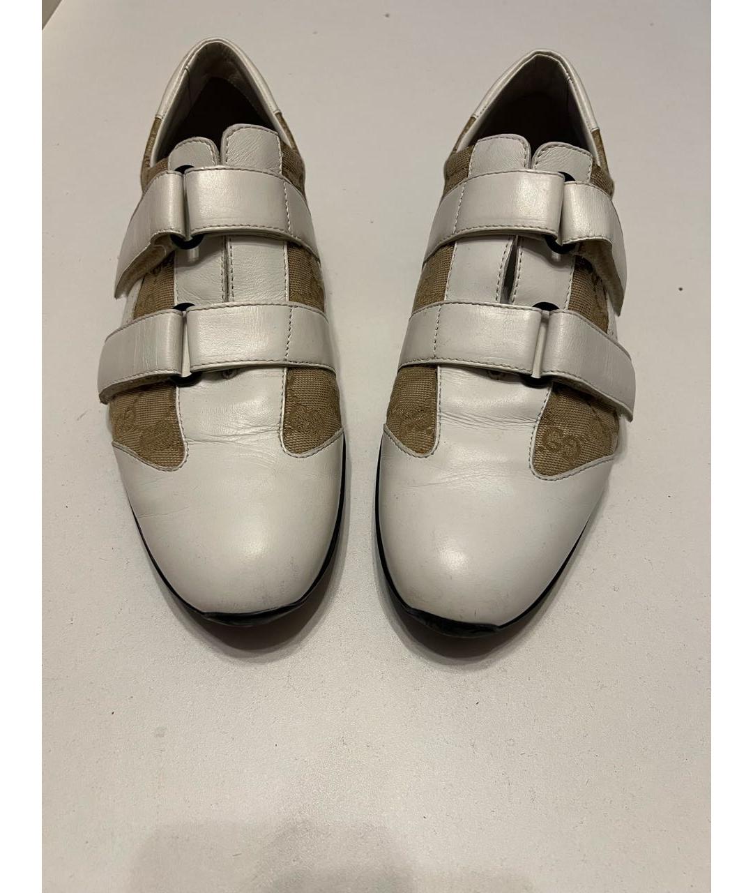 GUCCI Белые кожаные кроссовки, фото 2