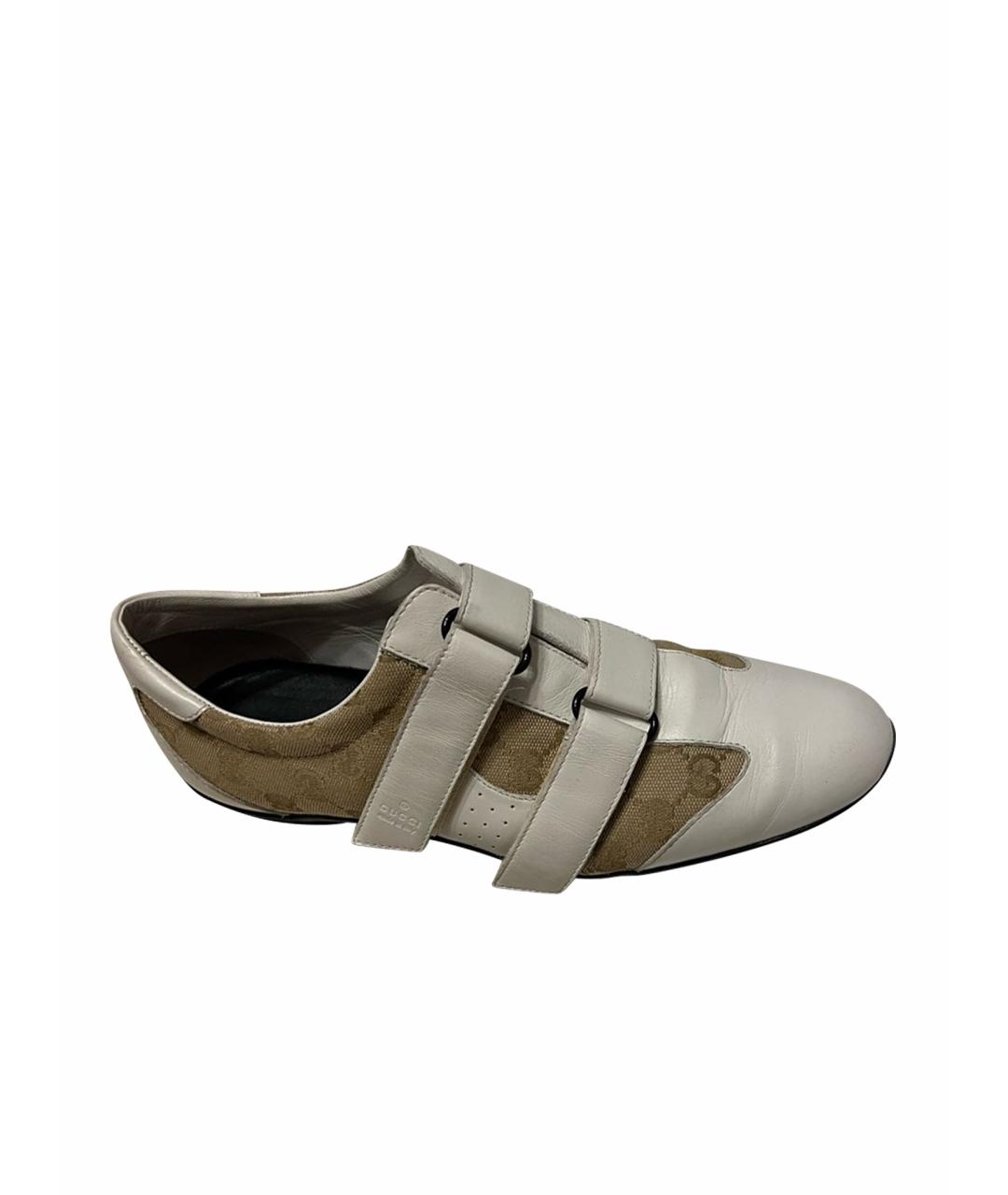 GUCCI Белые кожаные кроссовки, фото 1
