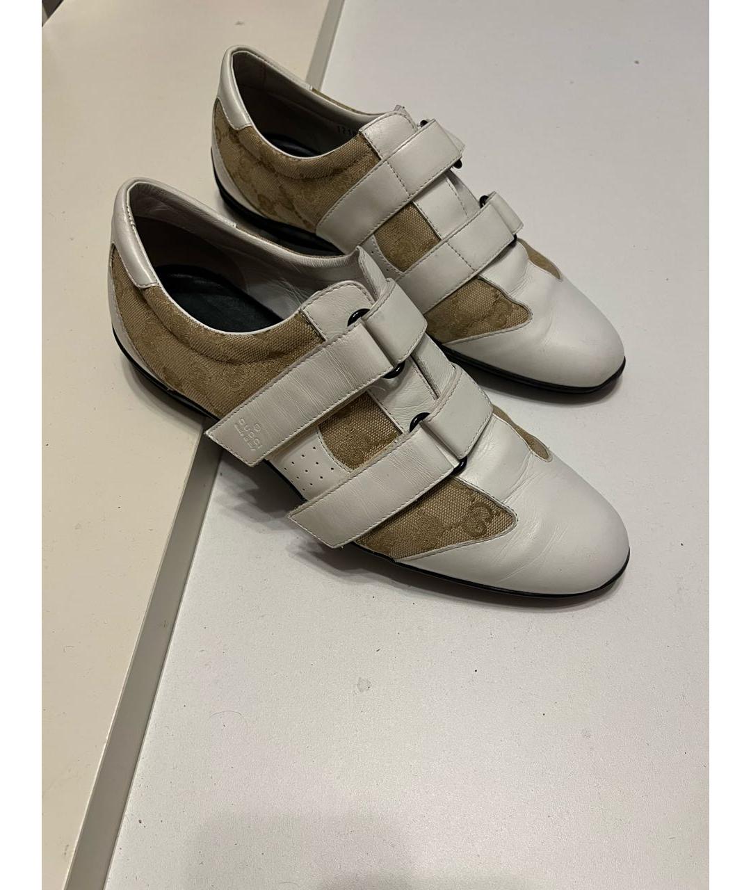 GUCCI Белые кожаные кроссовки, фото 6