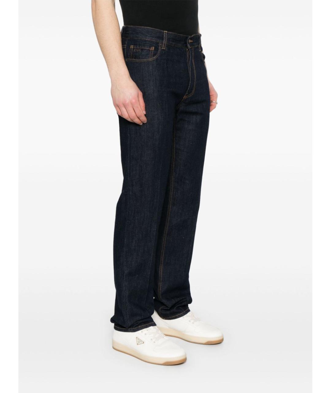 EMPORIO ARMANI Темно-синие хлопковые прямые джинсы, фото 4