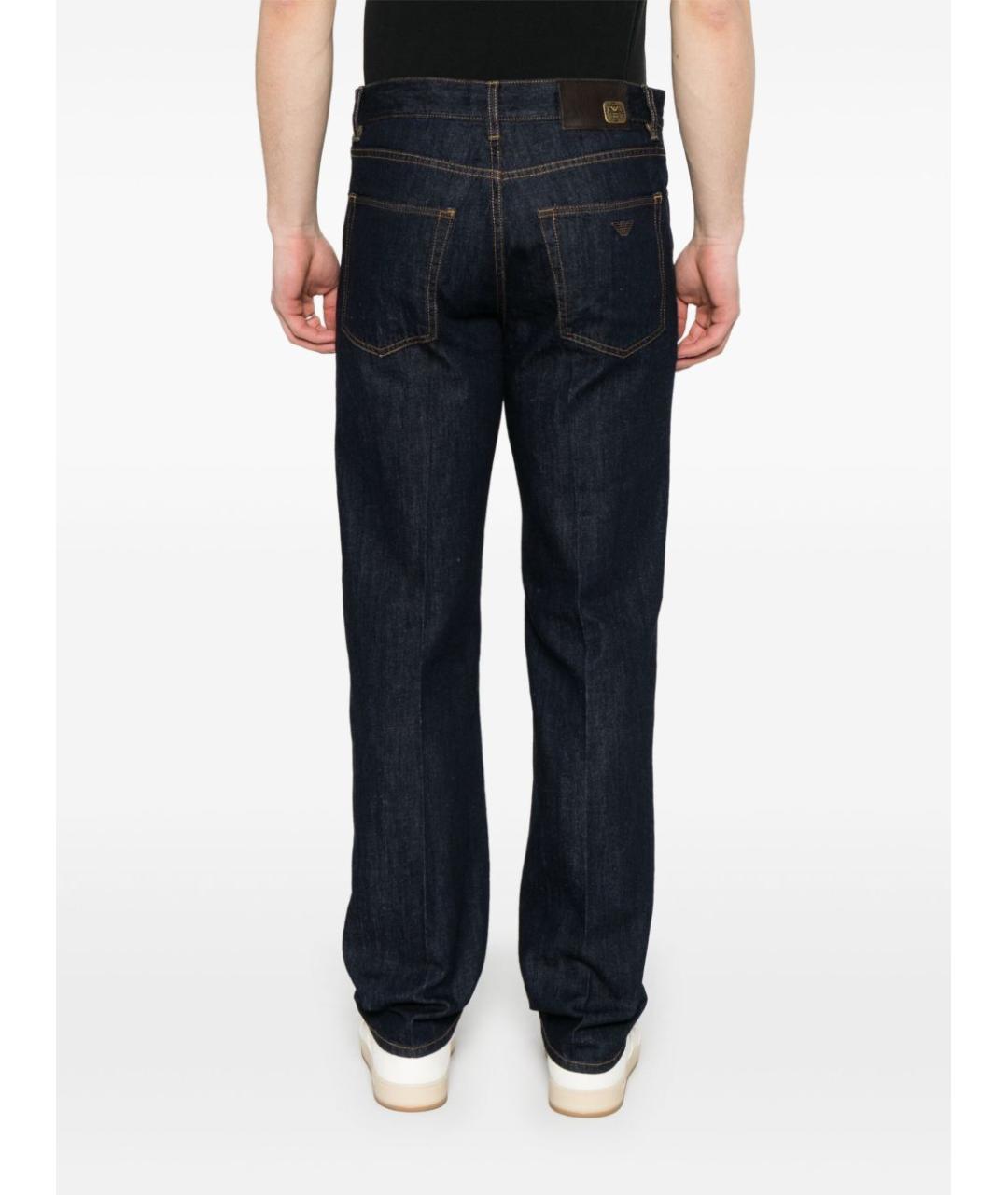 EMPORIO ARMANI Темно-синие хлопковые прямые джинсы, фото 2