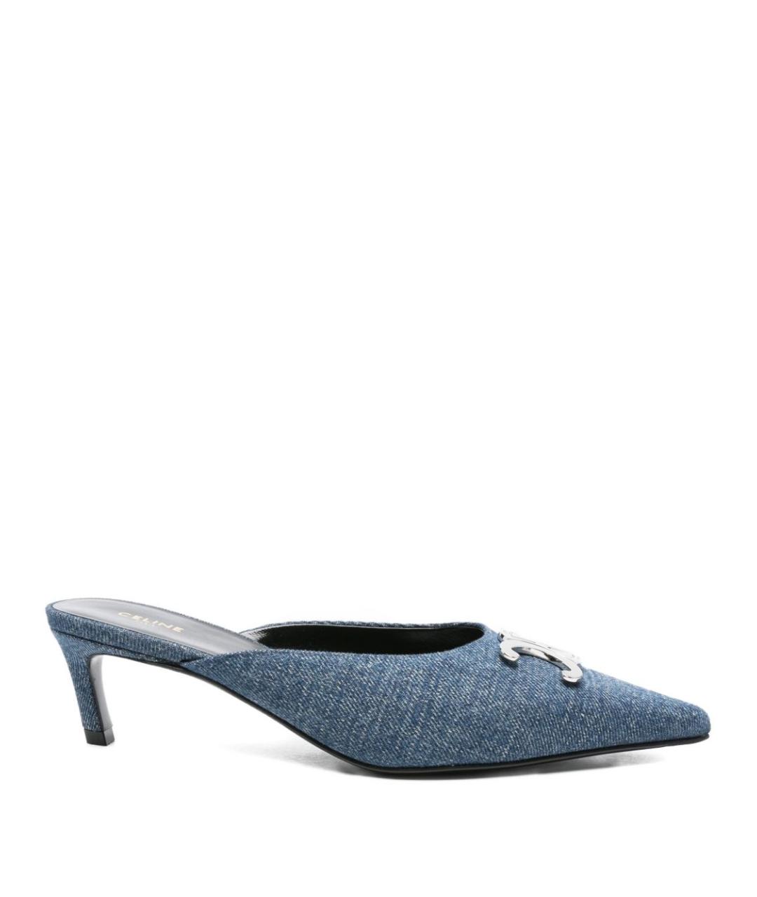 CELINE Синие текстильные мюли, фото 1