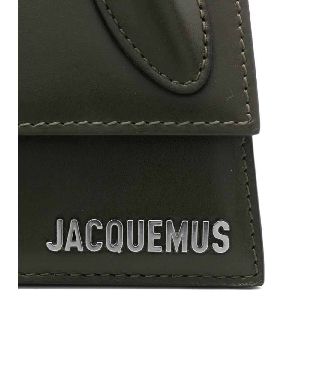 JACQUEMUS Зеленая кожаная сумка с короткими ручками, фото 2