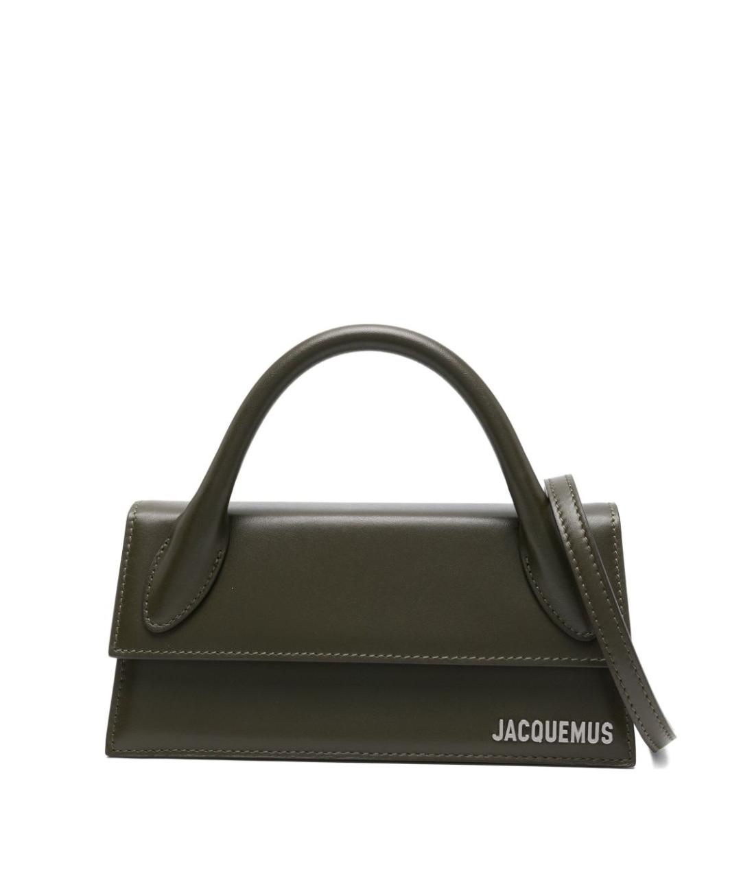 JACQUEMUS Зеленая кожаная сумка с короткими ручками, фото 1