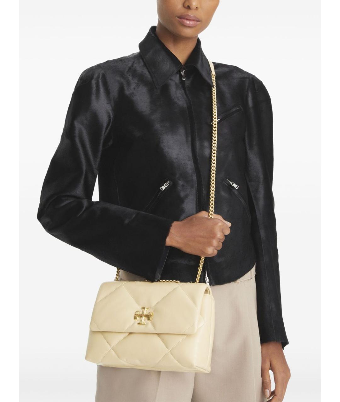 TORY BURCH Желтая кожаная сумка через плечо, фото 3
