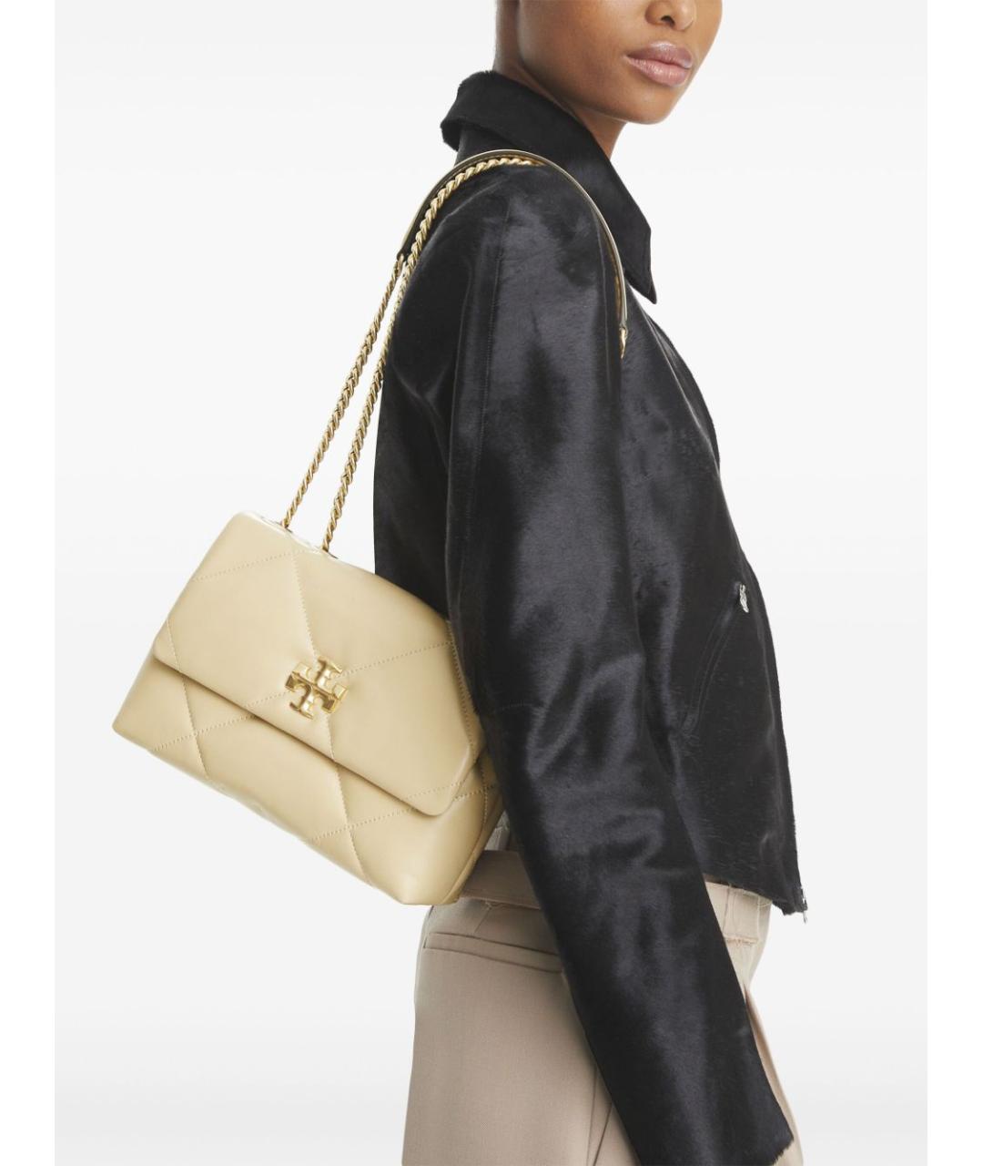 TORY BURCH Желтая кожаная сумка через плечо, фото 4