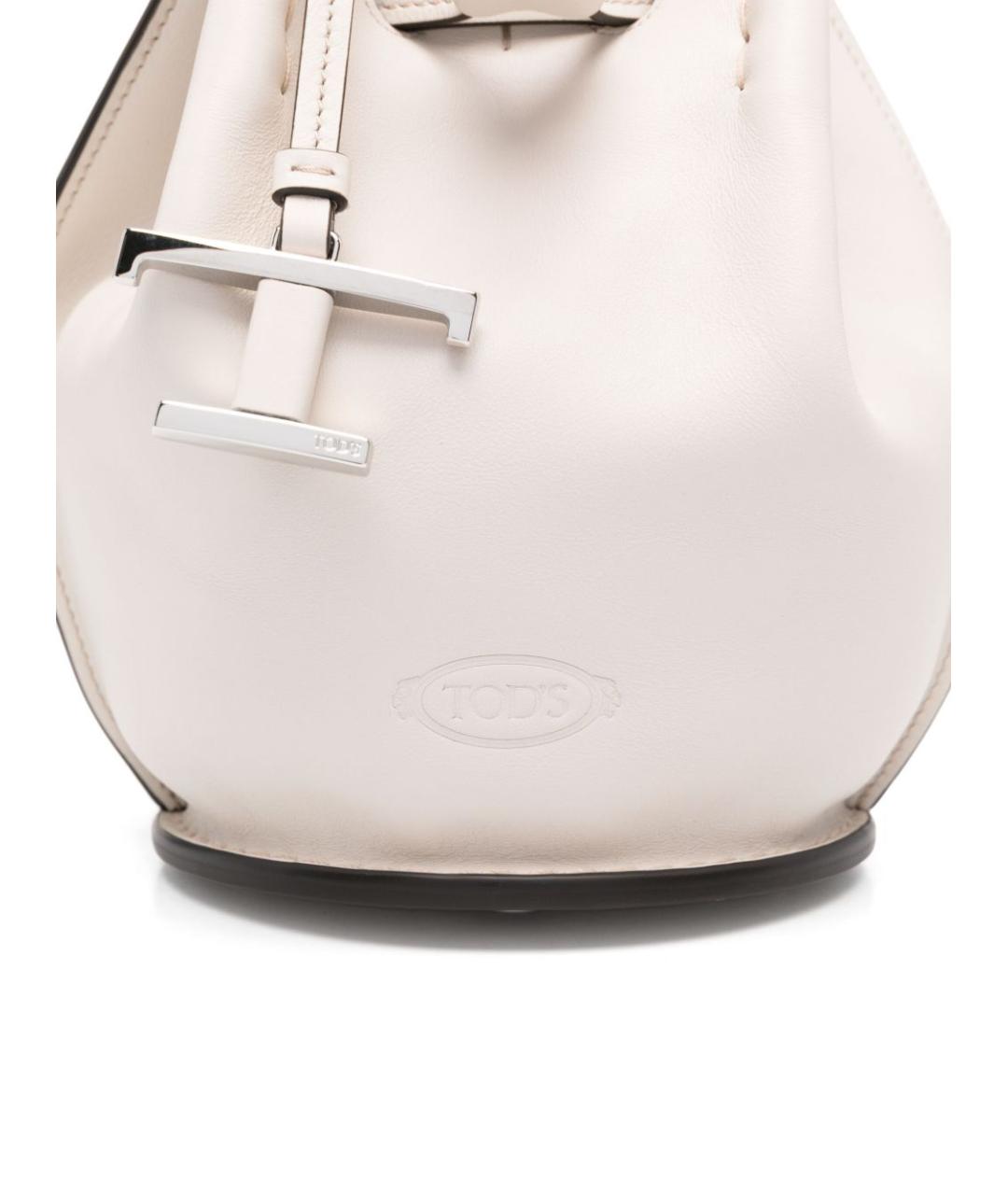 TOD'S Белая кожаная сумка тоут, фото 3