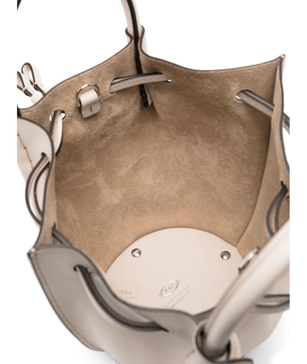 TOD'S Белая кожаная сумка тоут, фото 5