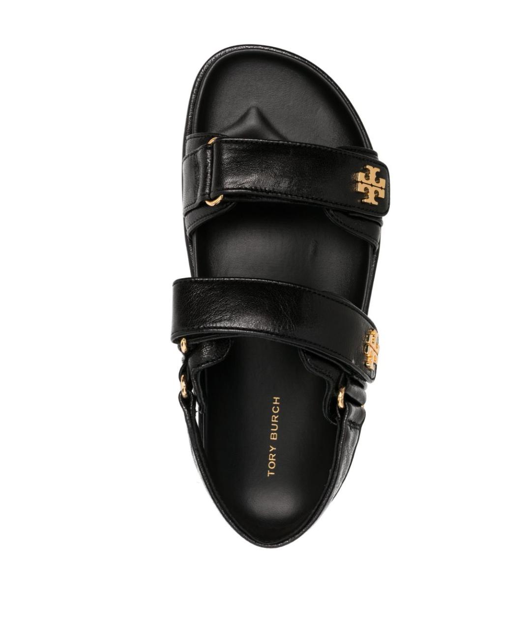 TORY BURCH Черные кожаные босоножки, фото 4