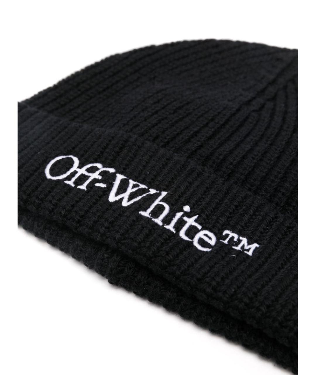 OFF-WHITE Черная шерстяная шапка, фото 2