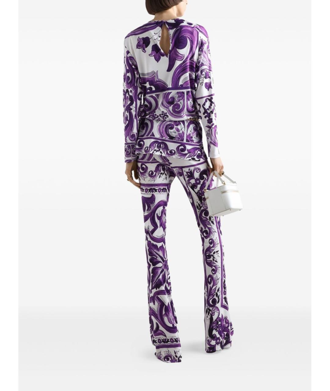 DOLCE&GABBANA Фиолетовые вискозные брюки узкие, фото 4