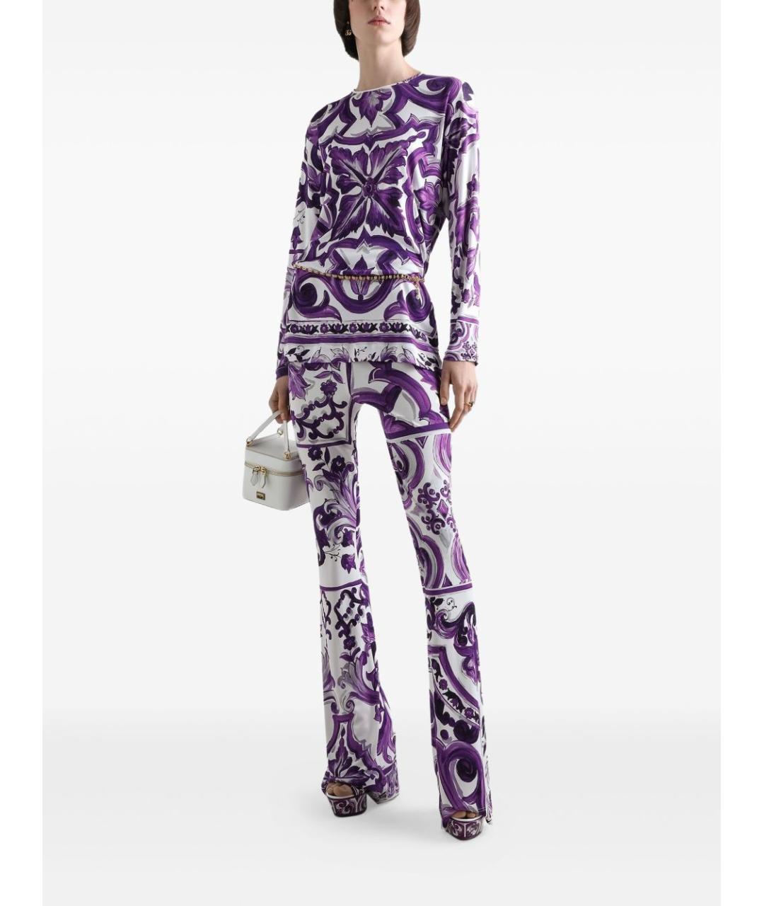 DOLCE&GABBANA Фиолетовые вискозные брюки узкие, фото 2