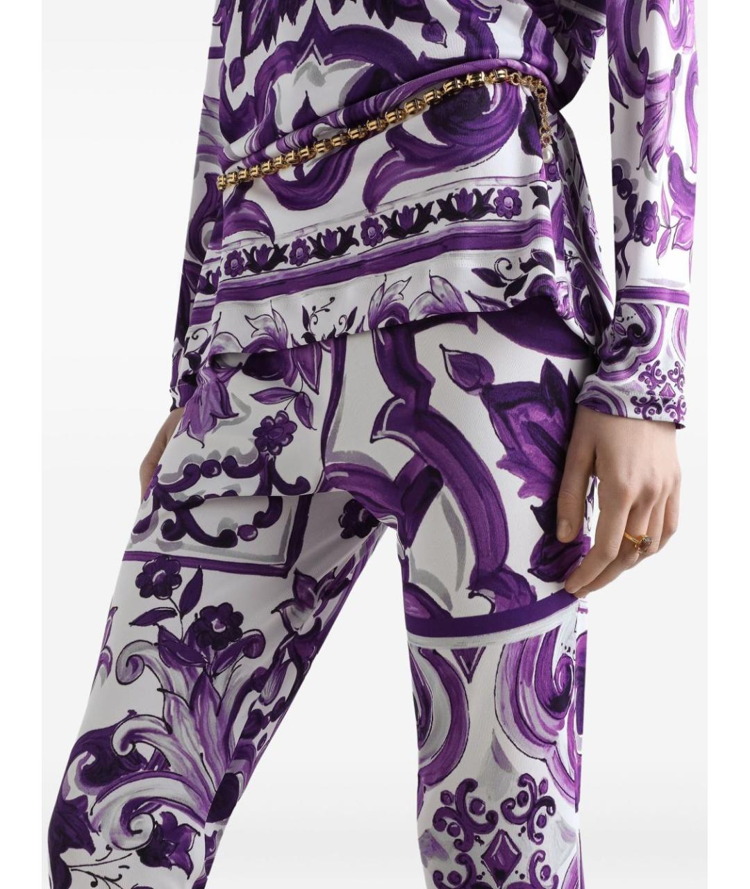DOLCE&GABBANA Фиолетовые вискозные брюки узкие, фото 5