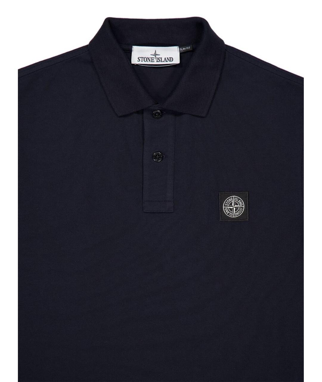 STONE ISLAND Темно-синяя хлопковая футболка, фото 3