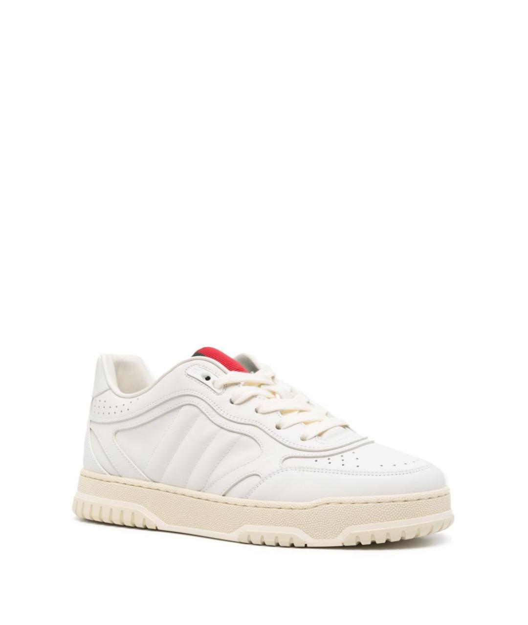 GUCCI Белые кожаные низкие кроссовки / кеды, фото 4