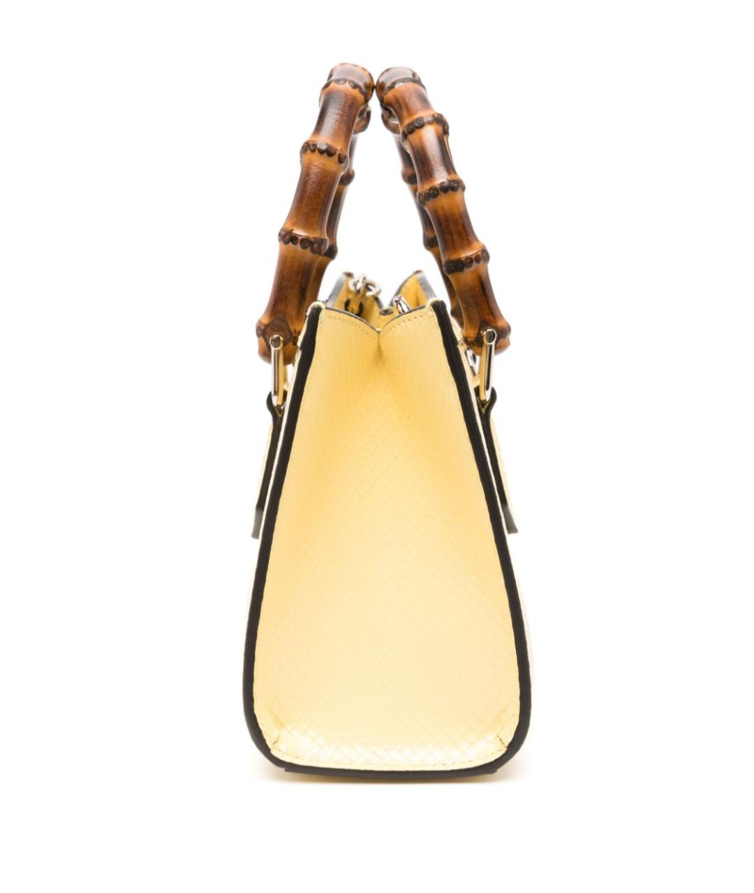 GUCCI Желтая кожаная сумка тоут, фото 2