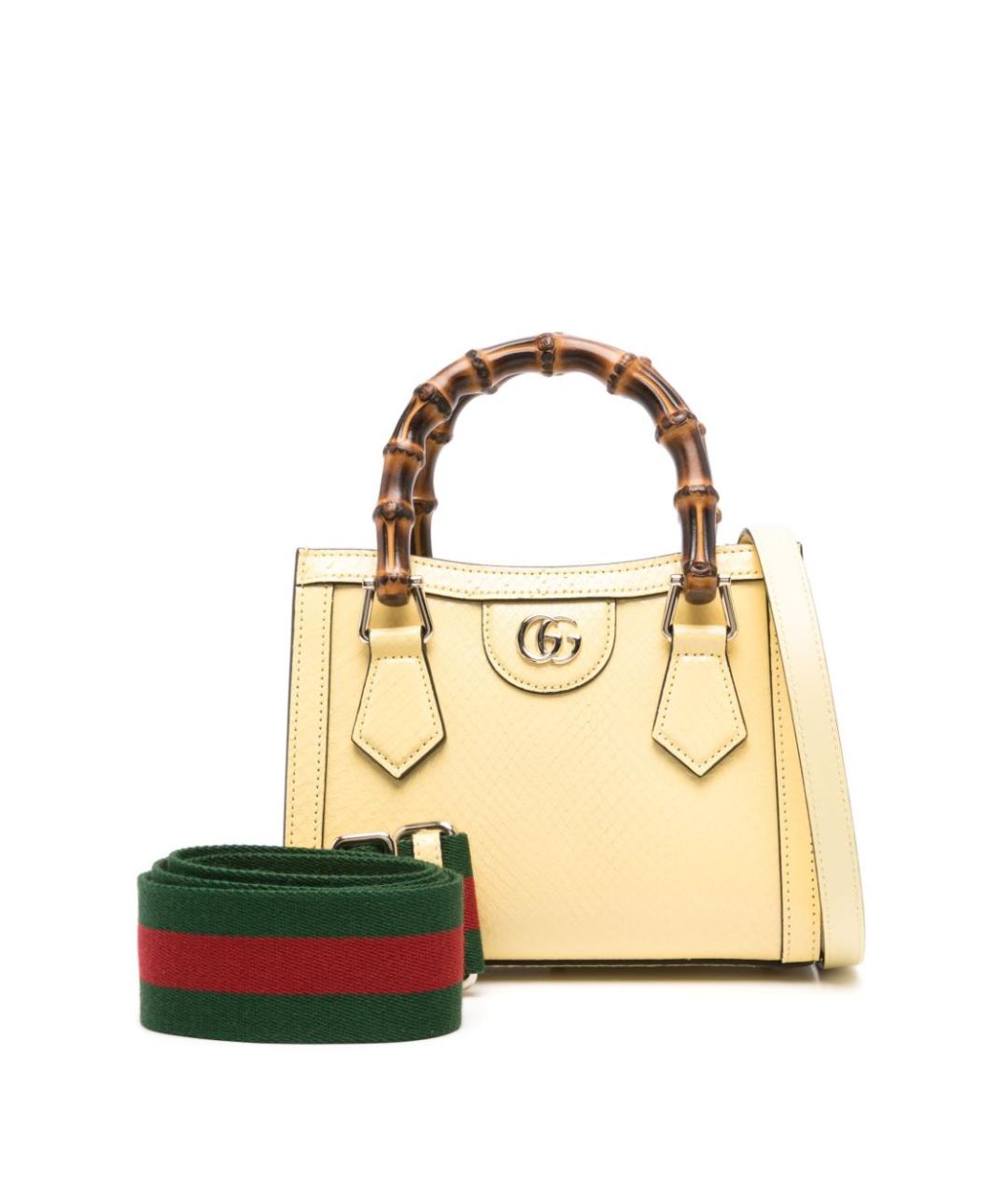 GUCCI Желтая кожаная сумка тоут, фото 5